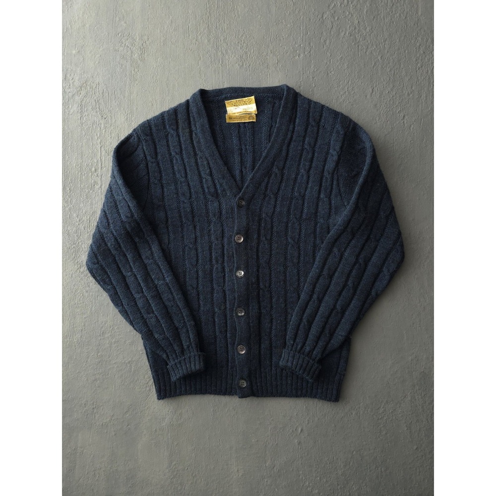 Vintage 1960s Jantzen Country Squire Worsted Wool Cable Knit Cardigan Sweater M